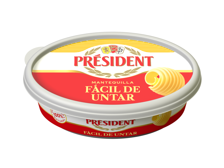 PRESIDENT mantequilla sin sal frontal iso 125gr